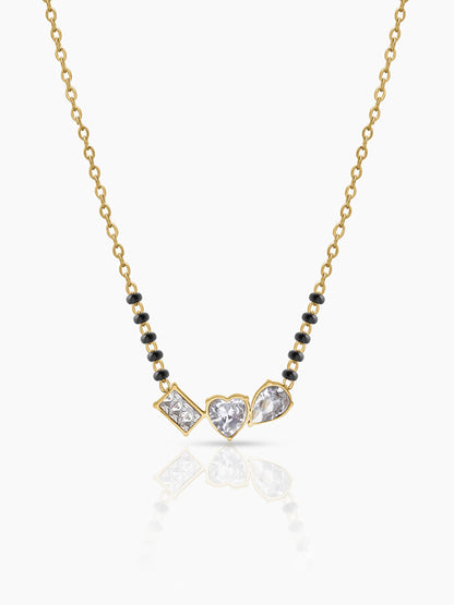 Miva Trio Diamond Cluster 18K Gold Plated Mangalsutra
