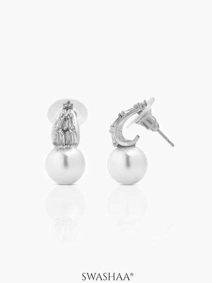 Molly Dome Pearl Earrings Silver