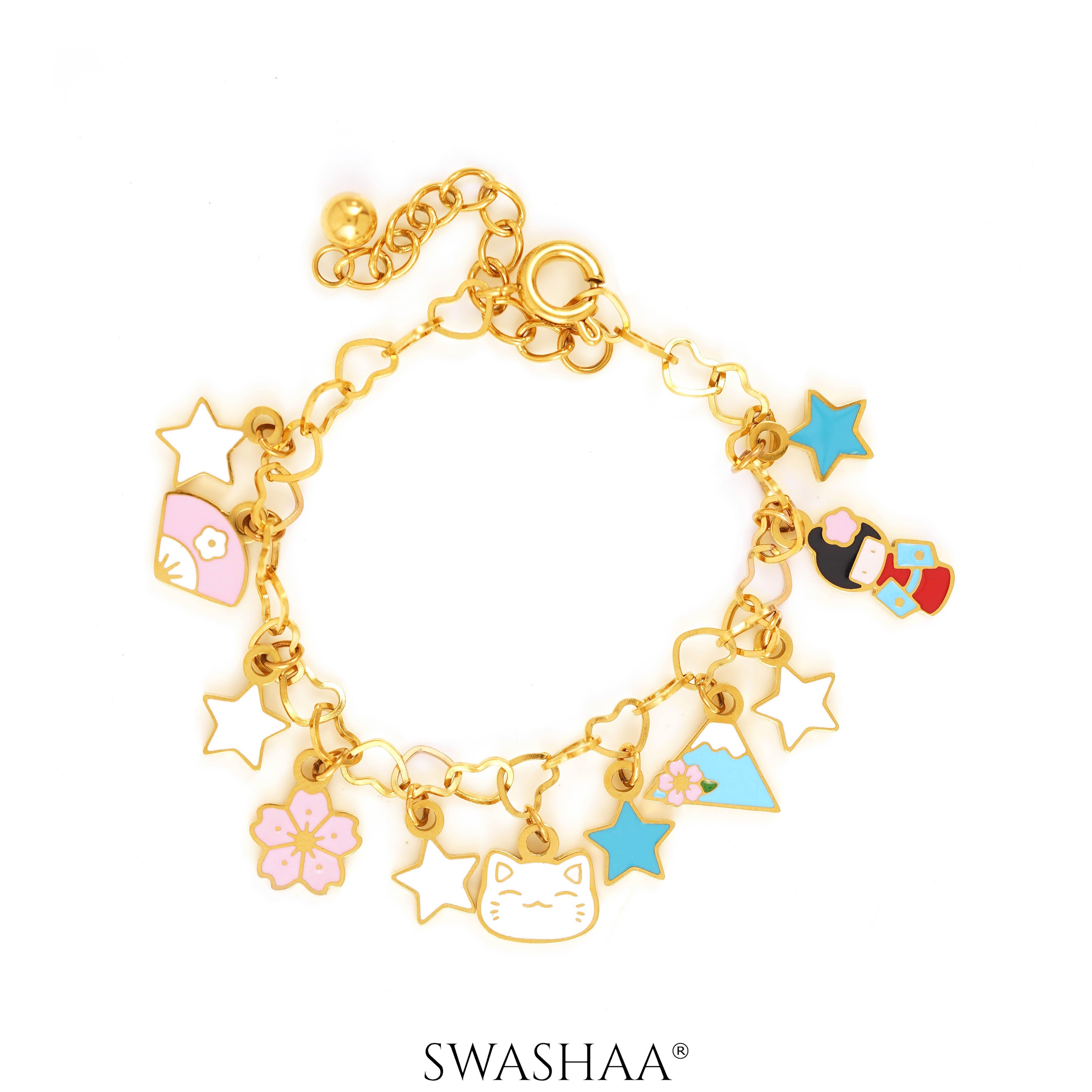 Monday Blues Charms 18K Gold Plated Kid's Bracelet Gold