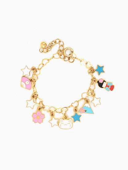 Monday Blues Charms 18K Gold Plated Kid's Bracelet Gold