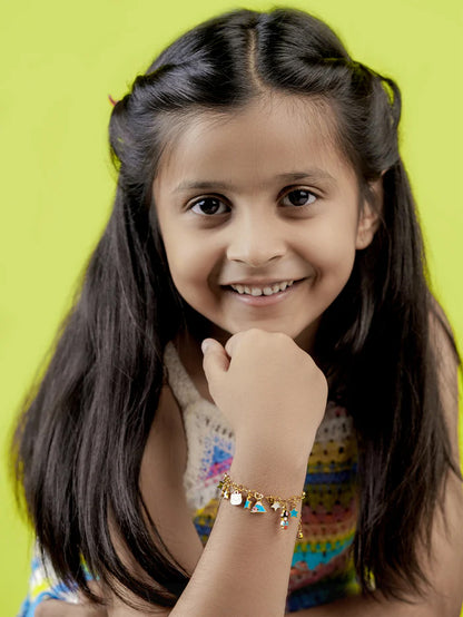 Monday Blues Charms 18K Gold Plated Kid's Bracelet
