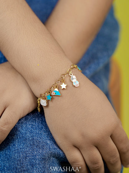 Monday Blues Charms 18K Gold Plated Kid's Bracelet