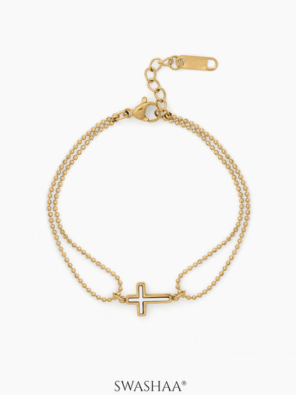 Monira Cross 18K Gold Plated Chain Bracelet Gold
