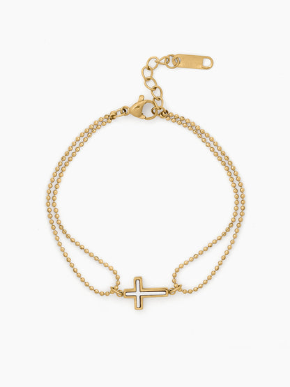 Monira Cross 18K Gold Plated Chain Bracelet Gold