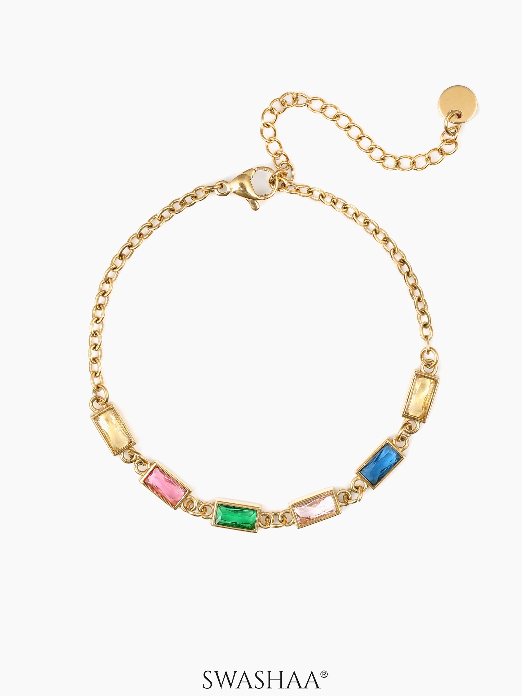 Multi Stone Men's Bracelet 18K Gold Plated