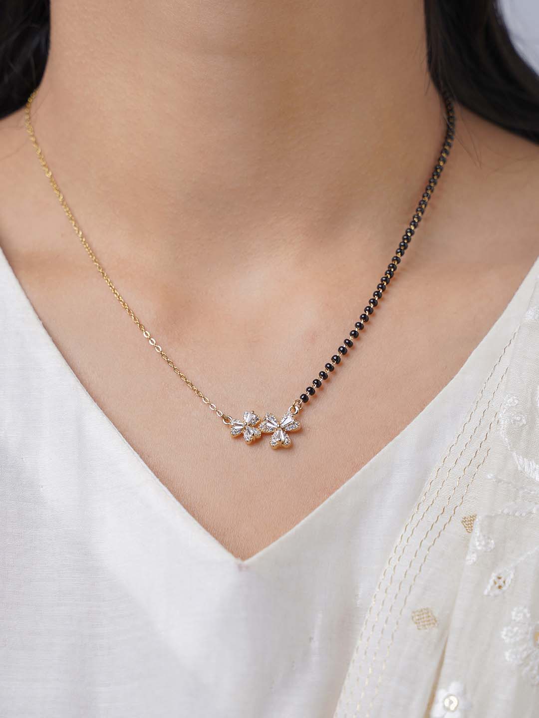 Myra Heart Flower 18K Gold Plated Mangalsutra