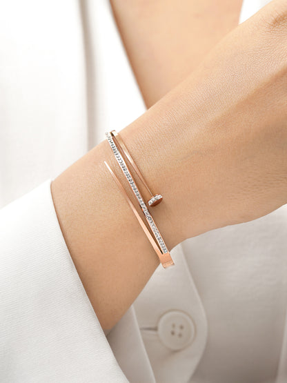 Nail Rosegold Plated Studded Bracelet