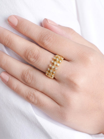 Naima Lattice Diamond 18K Gold Plated Ring