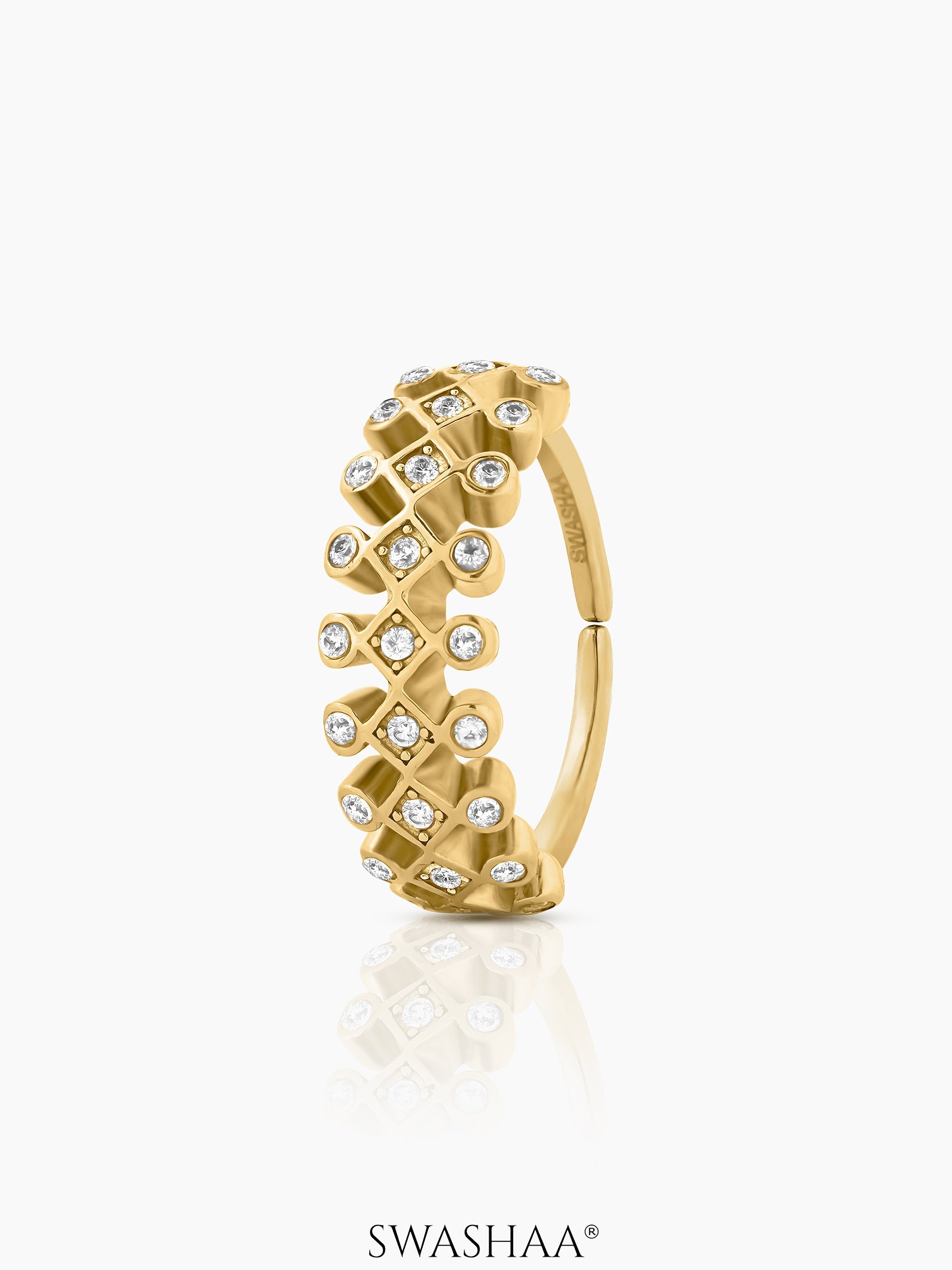 Naima Lattice Diamond 18K Gold Plated Ring Gold