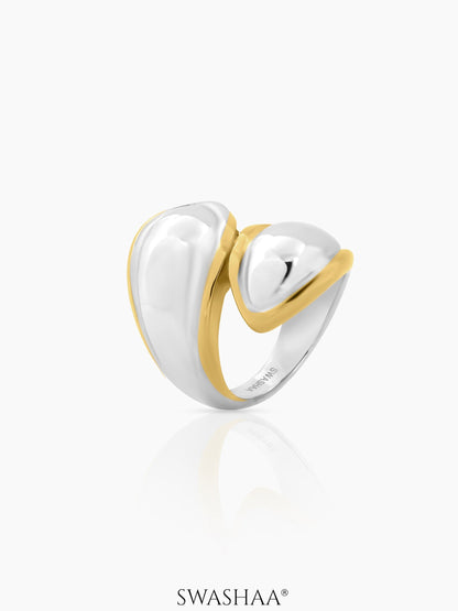 Naori Swirl Dual Tone Ring 18K Gold-Silver