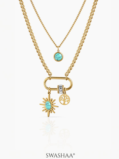Nara Charms Layered Necklace 18K Gold Plated