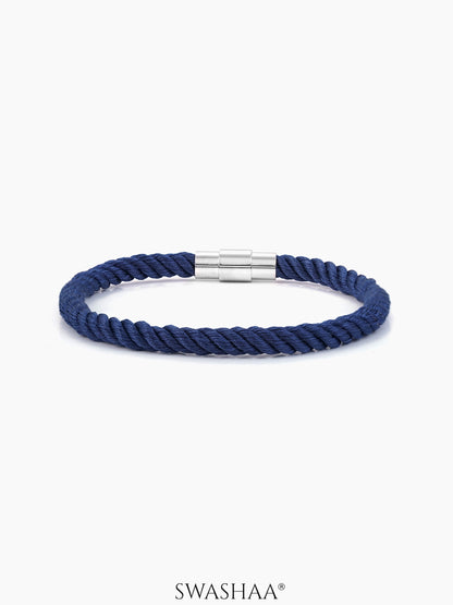 Navy Twisted Men's Rope Bracelet Navy Blue