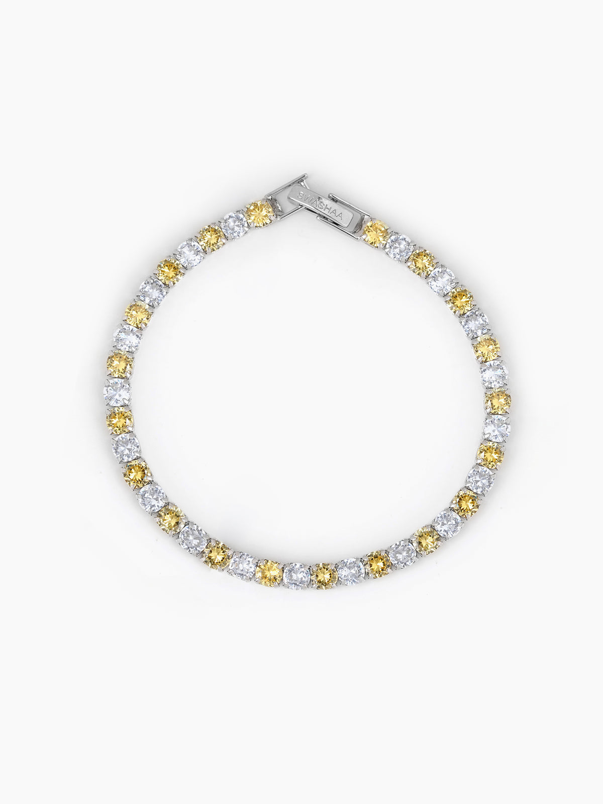 Nayelle Diamond Tennis Women's Bracelet Yellow - White - Silver