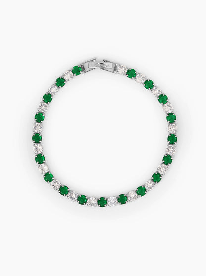 Nayelle Diamond Silver Tennis Rakhi Green - White - Silver