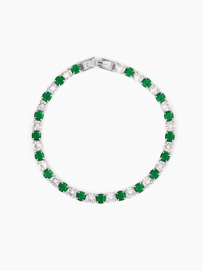 Nayelle Diamond Tennis Women's Bracelet Green - White - Silver
