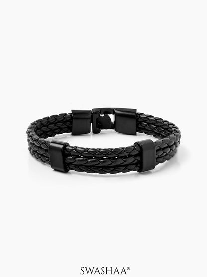 Neo Men's Leather Bracelet Black