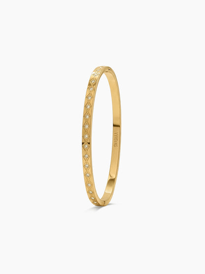 Loriva Geometric Diamond 18K Gold Plated Band Bracelet Gold