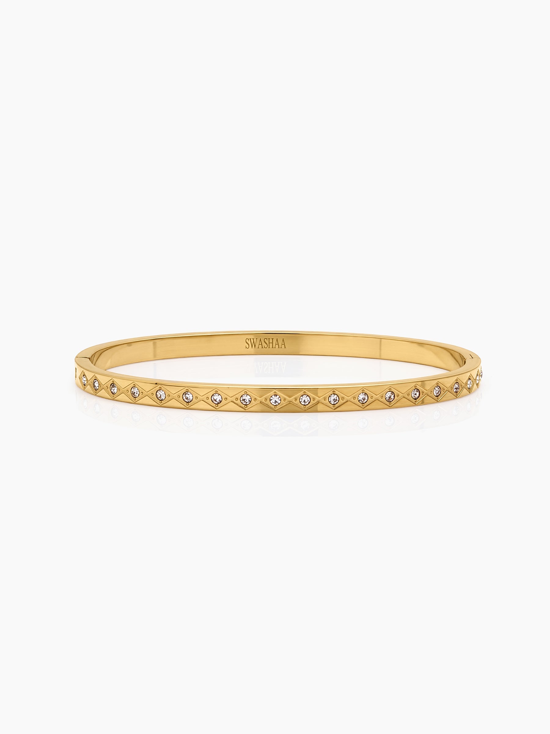 Loriva Geometric Diamond 18K Gold Plated Band Bracelet