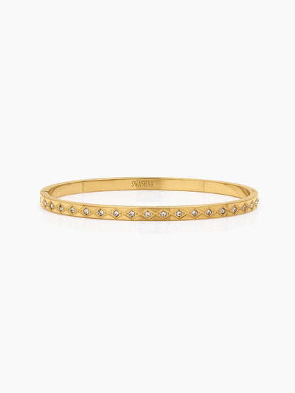 Loriva Geometric Diamond 18K Gold Plated Band Bracelet
