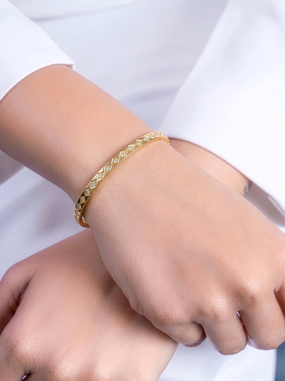 Loriva Geometric Diamond 18K Gold Plated Band Bracelet