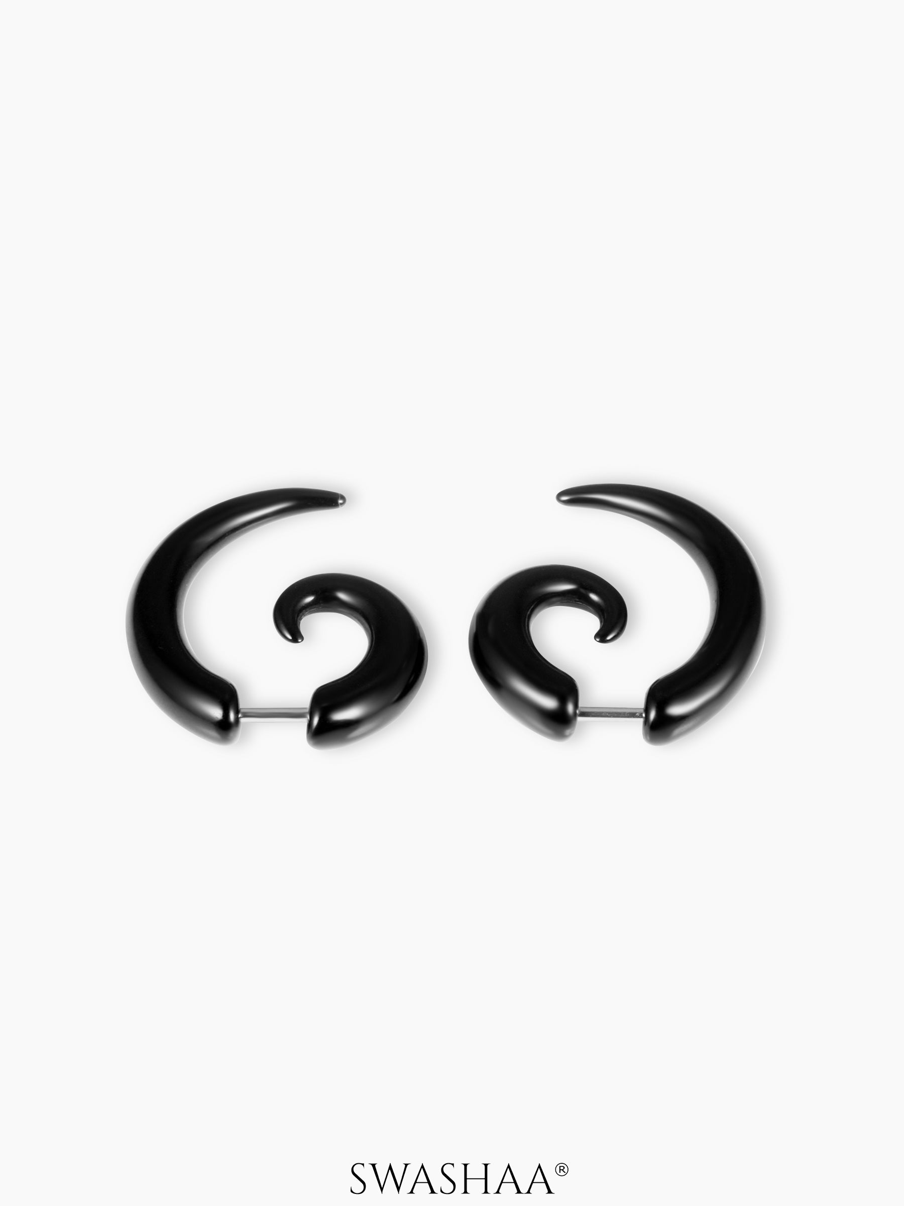Nero Black Curved Men's Stud Earrings