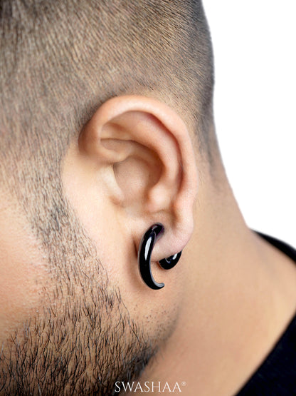 Nero Black Curved Men's Stud Earrings