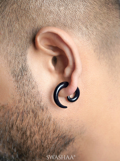 Nero Black Curved Men's Stud Earrings