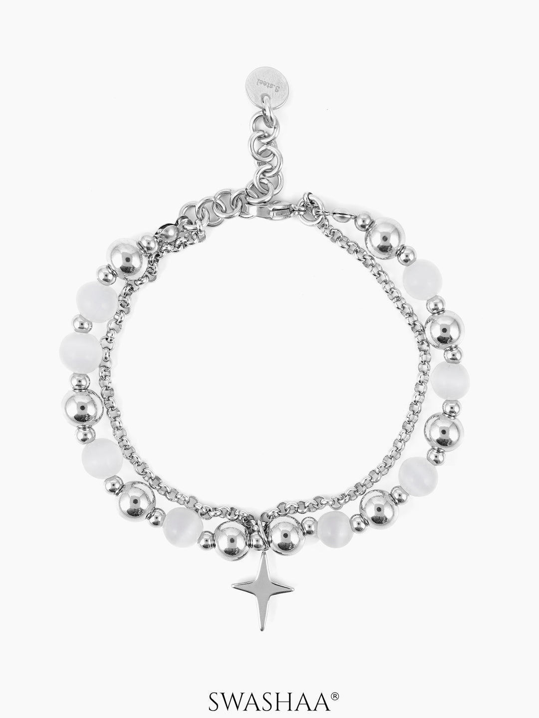 Niro Men's Beaded Bracelet Silver