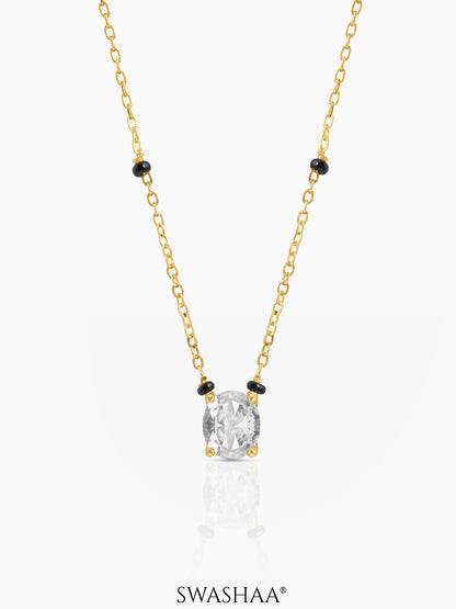Nirvi Oval Solitaire Mangalsutra 18K Gold Plated