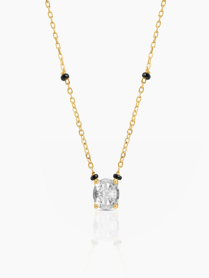 Nirvi Oval Solitaire 18K Gold Plated Mangalsutra Gold