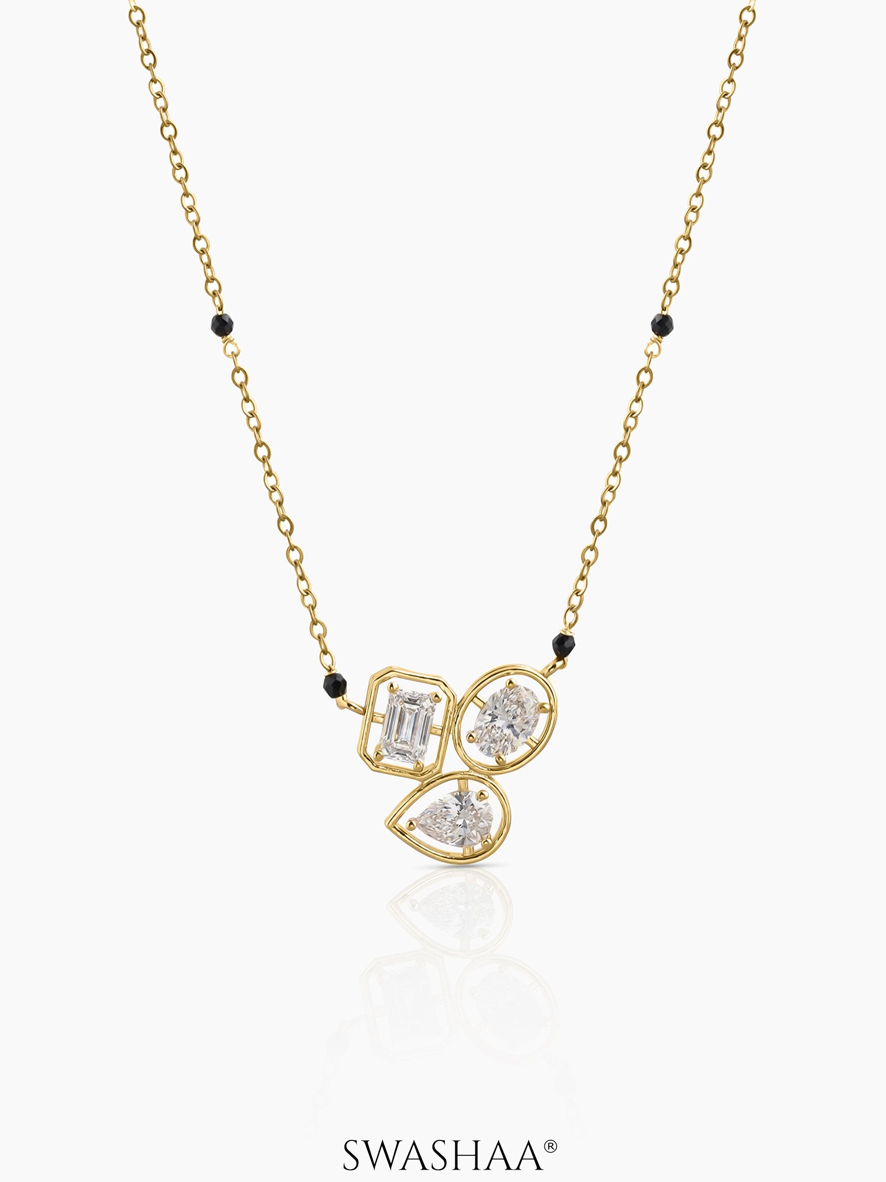 Nivara Trio Solitaire Mangalsutra 18K Gold Plated