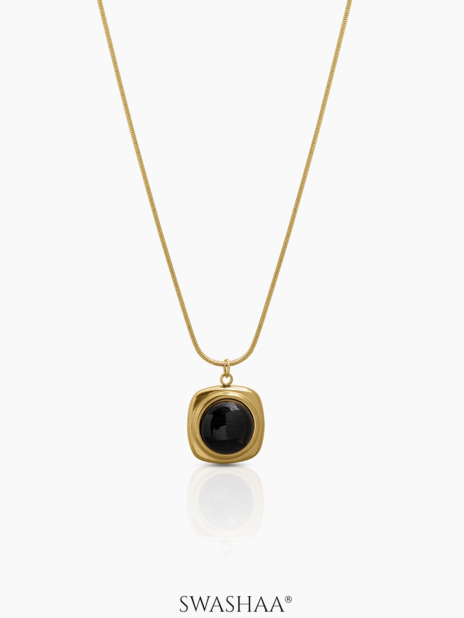 Noir Black Halo Necklace 18K Gold Plated