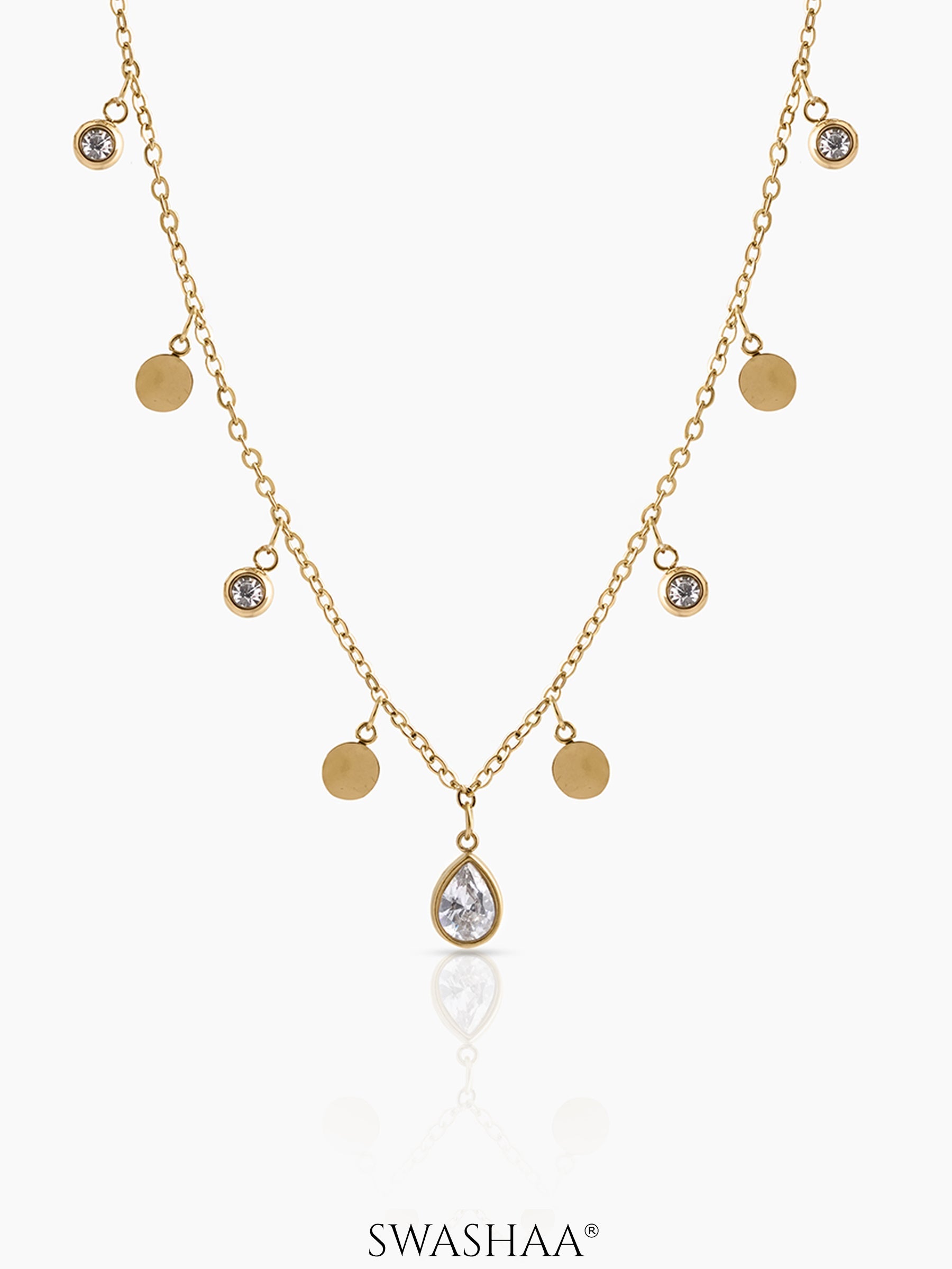 Noraya Diamond Teardrop Charms Necklace 18K Gold Plated