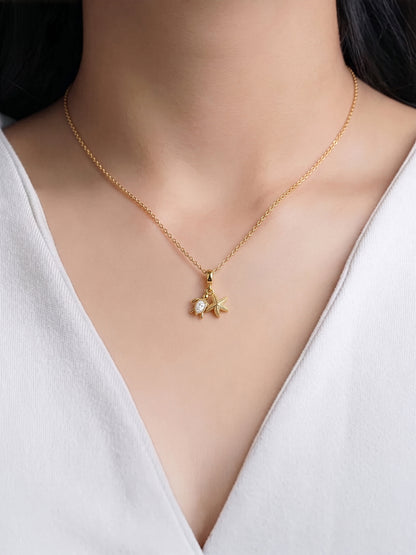 Norique Turtle Starfish 14K Gold Plated Necklace