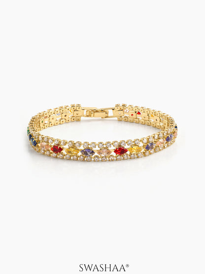 Nyessa Multi Diamond Tennis Bracelet Multi - 18K Gold Plated