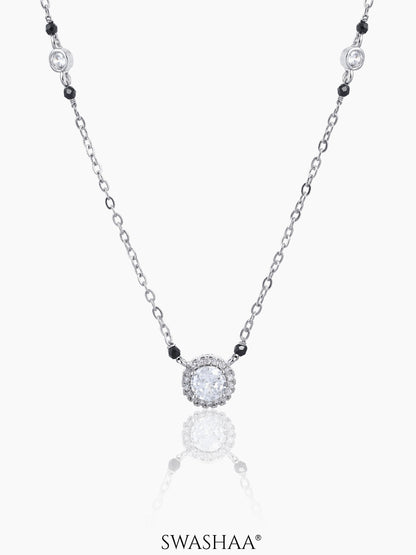 Nyra Solitaire Diamond Mangalsutra Silver