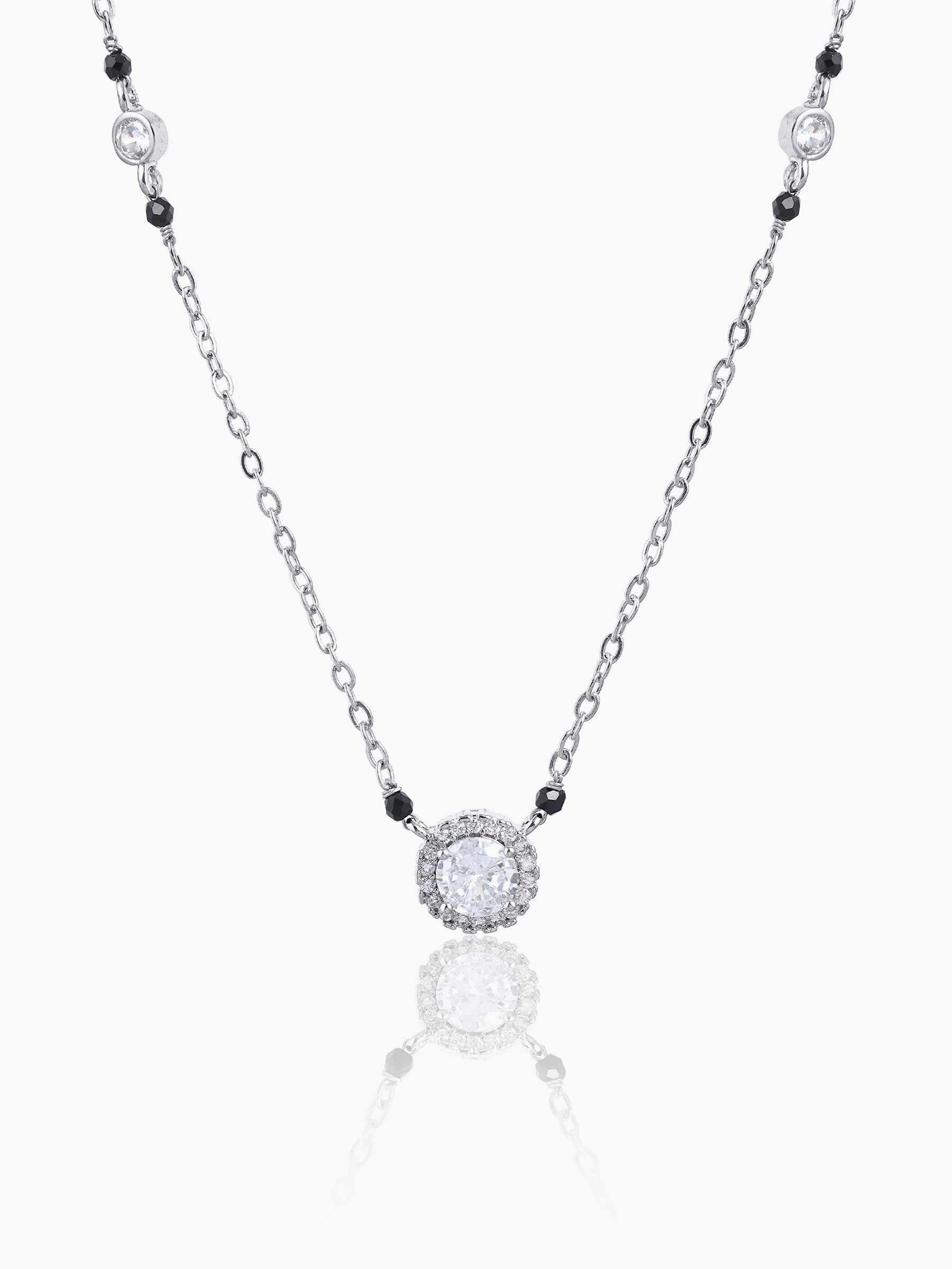 Nyra Solitaire Diamond Silver Mangalsutra Silver