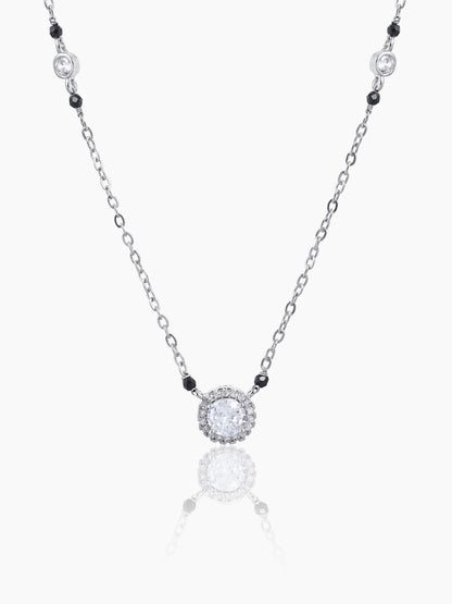 Nyra Solitaire Diamond Silver Mangalsutra Silver