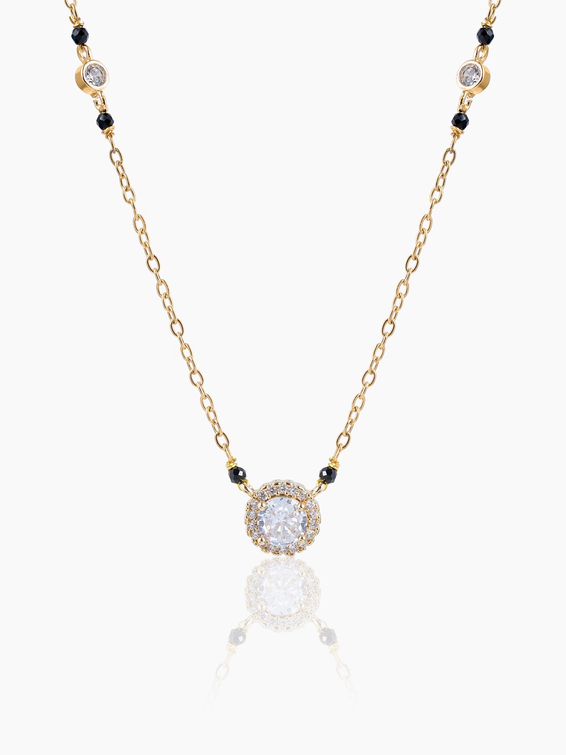 Nyra Solitaire Diamond 18K Gold Plated Mangalsutra Gold