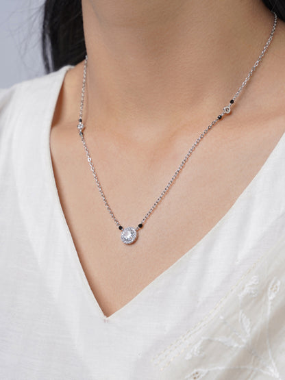 Nyra Solitaire Diamond Silver Mangalsutra