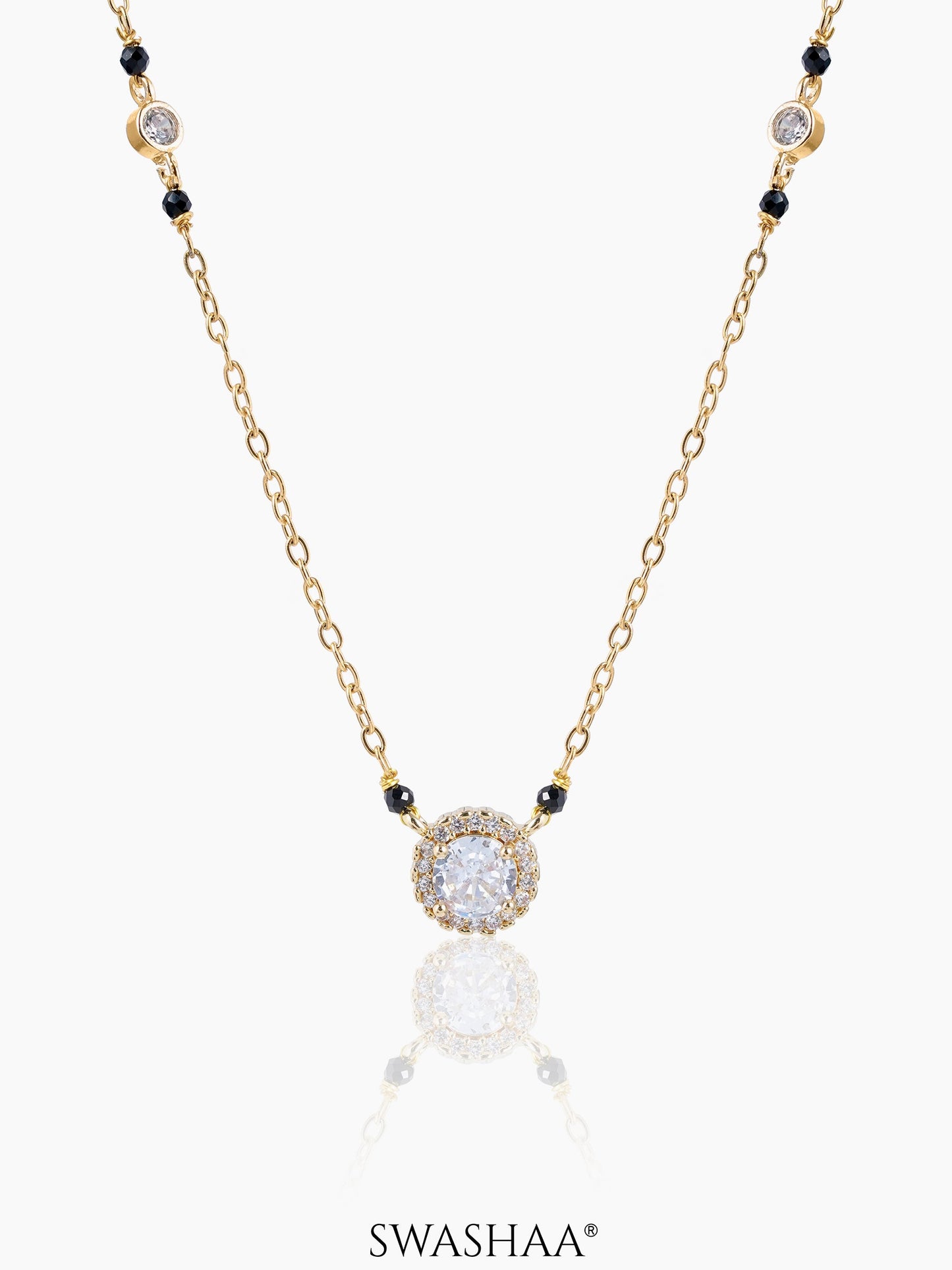 Nyra Solitaire Diamond Mangalsutra 18K Gold-Plated