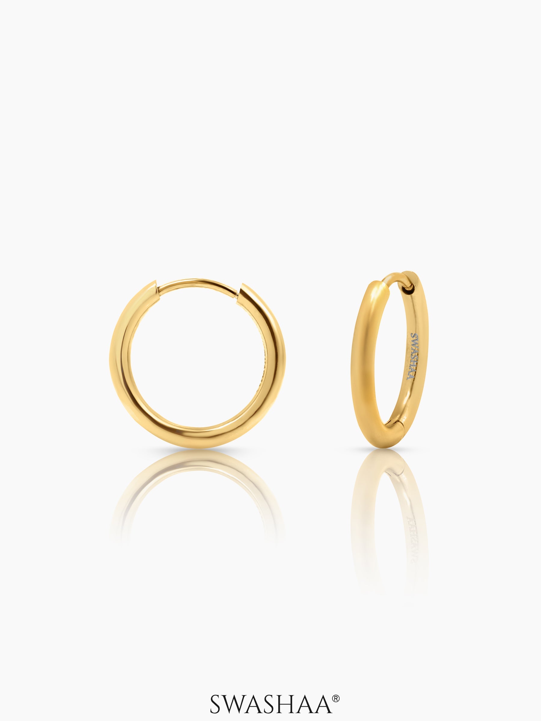 Nysa Solid 18K Gold Plated Women's Hoop Earrings 18K Gold Plated
