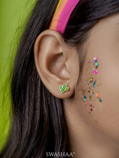 Oh Cactus 18K Gold Plated Kid's Earrings