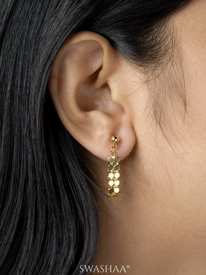 Olena Hexagonal Dangle Link 18K Gold Plated Hoop Earrings