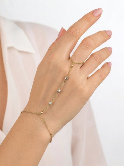 Olivet Diamond 18K Gold Plated Ring Bracelet