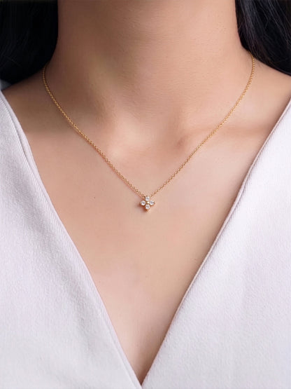 Olivra Floral Diamond 14K Gold Plated Necklace