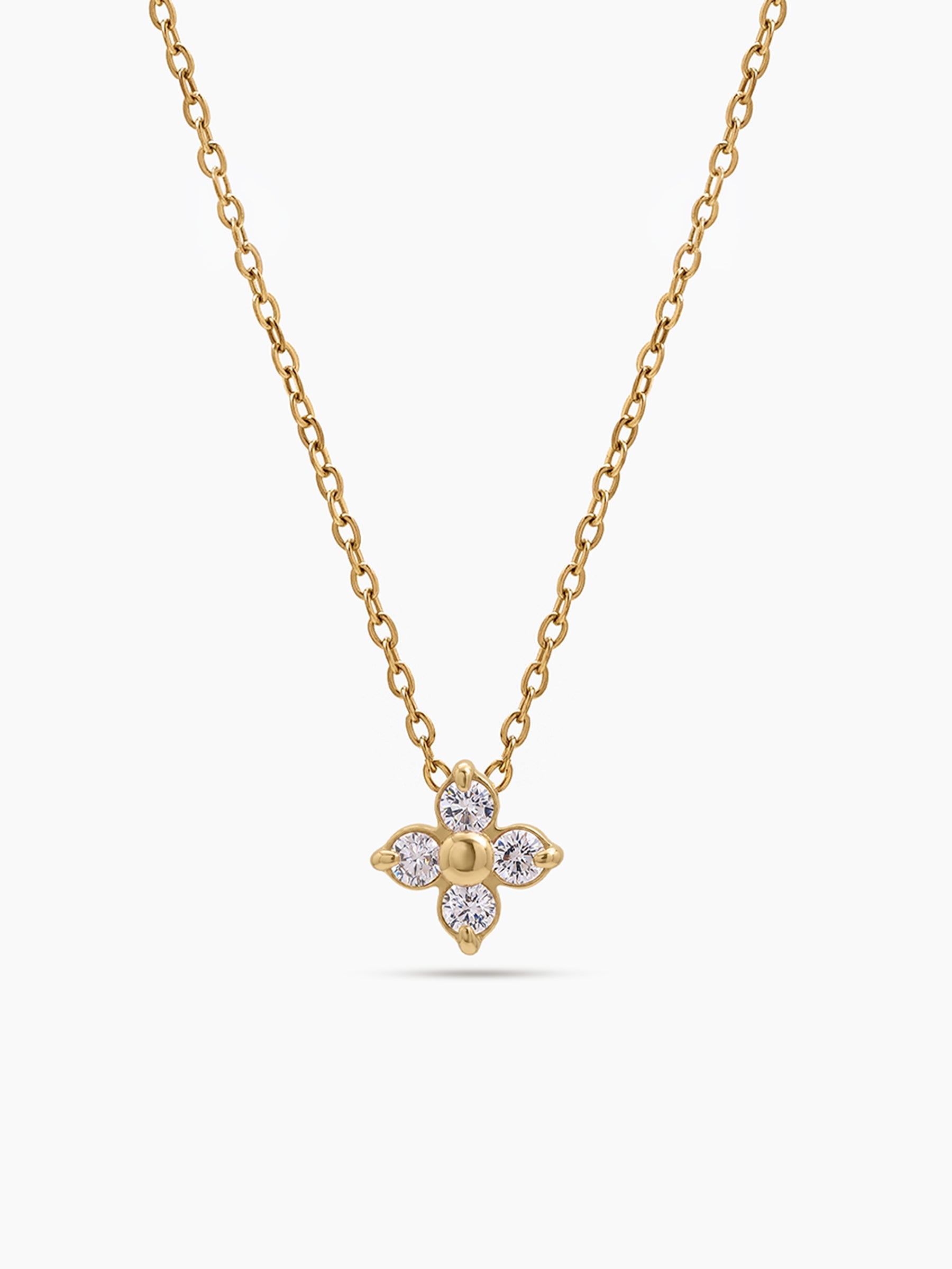 Olivra Floral Diamond 14K Gold Plated Necklace Gold