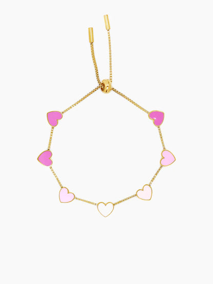 Ombre Pink Hearts Charms 18K Gold Plated Kid's Bracelet Gold