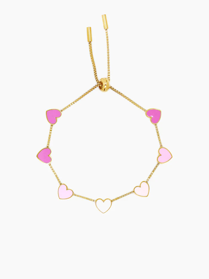 Ombre Pink Hearts Charms 18K Gold Plated Kid's Bracelet Gold