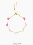 Ombre Pink Hearts Charms 18K Gold Plated Kid's Bracelet